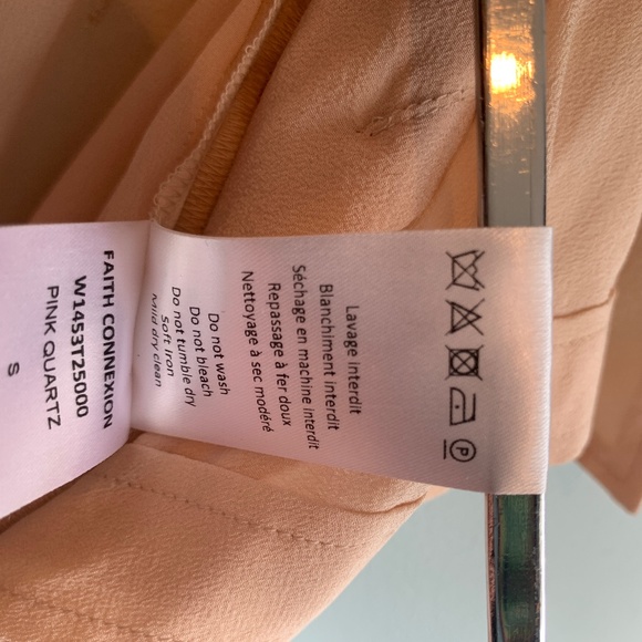 FAITH CONNEXION Women's S Crepe Silk Pink Quartz Shirt Skirt Asymmetrical Snap - Picture 9 of 11